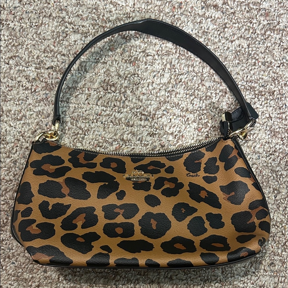 Coach Black and Brown Leopard Shoulder Bag